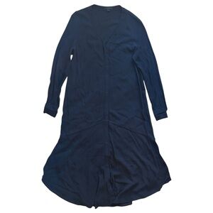 COS V-Neck Long Sleeve Buttondown Midi Shirt Dress Dark Navy Women’s Sz 4